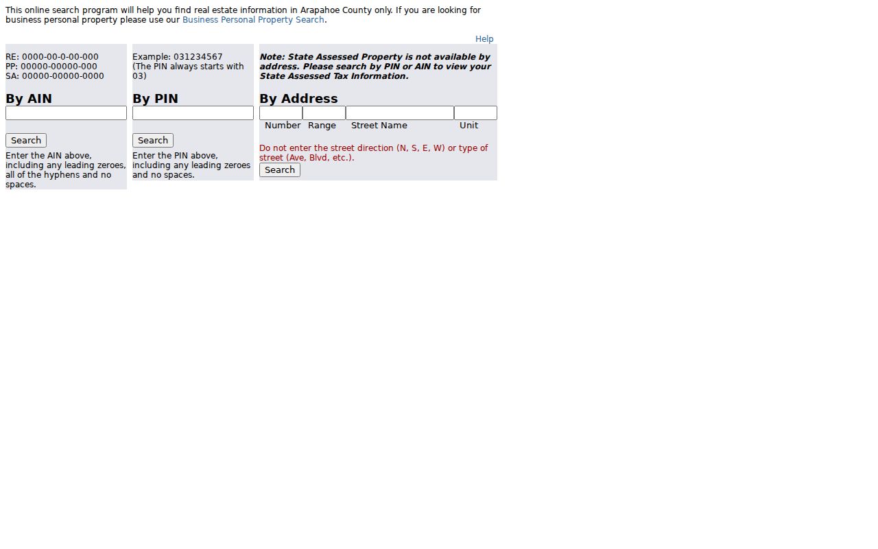 Aurora residents directory Arapahoe assessor parcel search
