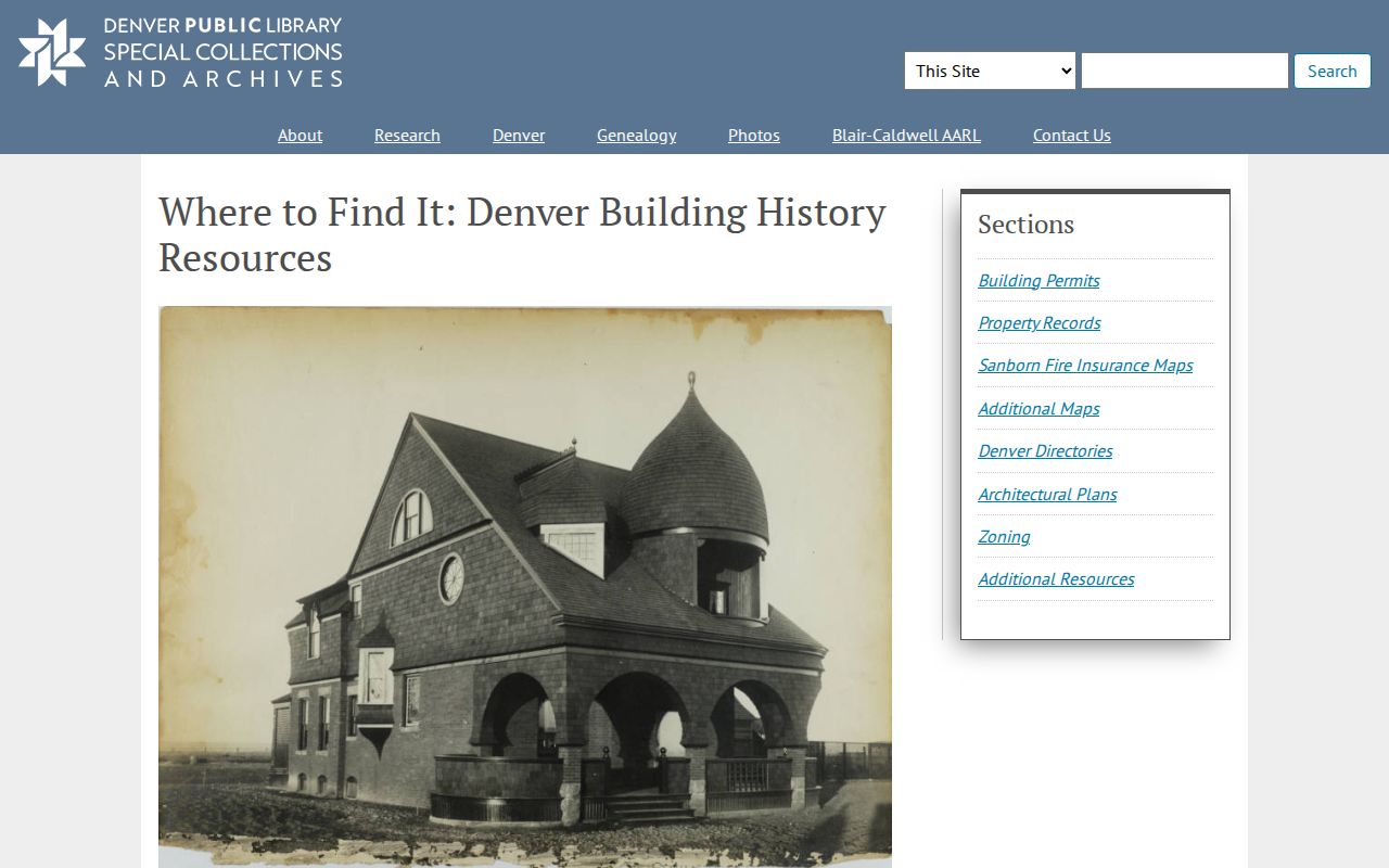 Aurora previous residents Denver Public Library house-history guide