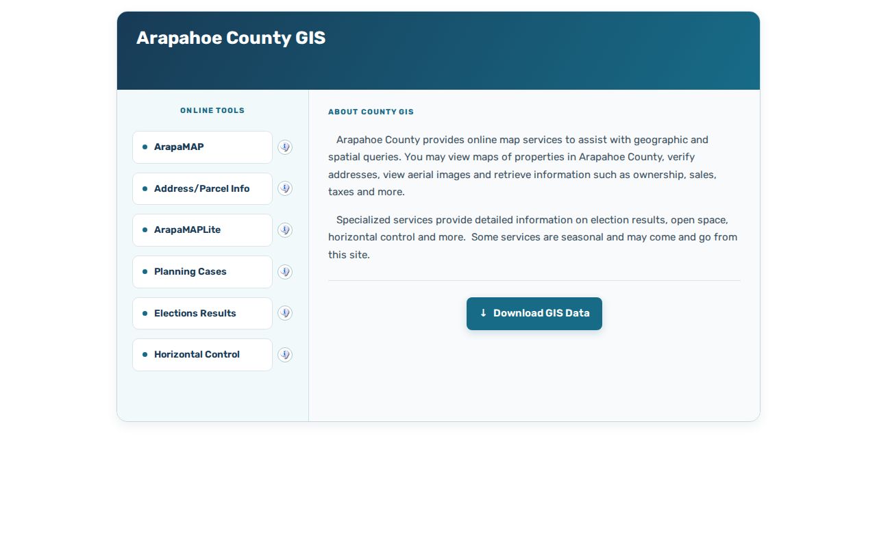 Aurora street directory Arapahoe parcel and GIS viewer