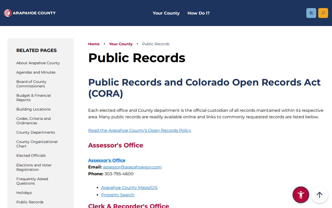 Aurora street directory Arapahoe public records contacts